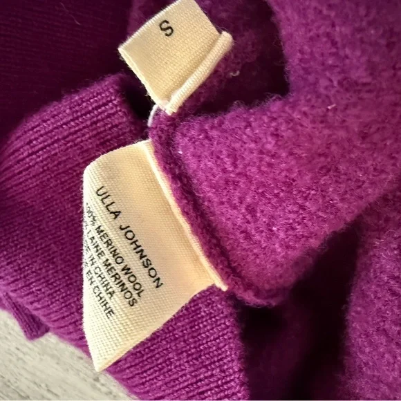 Ulla Johnson Purple Marin Puff Sleeve Wool Crewneck Sweater - Size S - Picture 4 of 5